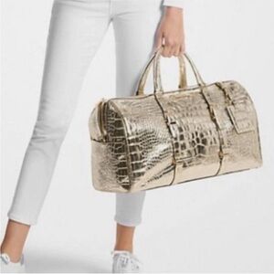 Michael Kors Bedford Travel Pale Gold XL Weekender Embossed Leather